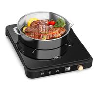 TOKIT Placa de Inducción De 2000 W, Placa De Inducción Con 9 Niveles De Potencia Individuales, Temporizador De 90 Minutos, Ultrafina De 40 Mm, Color Negro Para La Cocina (Negro #2)