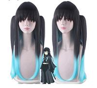 Tokitou Muichirou cosplay peluca 80 cm de largo pelo sintético con clip Ponytails Demon Slayer: Kimetsu no Yaiba Cosplay pelucas + peluca gorra demonio asesino peluca 608