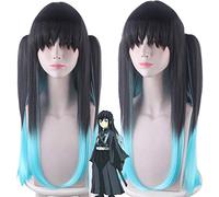 Tokitou Muichirou Peluca Anime Cosplay Peluca Demon Slayer: Kimetsu No Yaiba Gradiente negro Azul Pelo largo PL-608