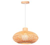 TOKIUS Lámpara Colgante Nórdico 30CM Lámpara de Techo Boho Pantalla de Bambú Decorativa Madera E27 Luz Colgante Vintage para Dormitorio, Salón, Cocina, Comedor, Cafetería, Restaurante