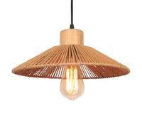 TOKIUS Lámpara Colgante Nórdico 30CM Lámpara de Techo Boho Pantalla de Ratán Decorativa Madera E27 Luz Colgante Vintage para Dormitorio, Salón, Cocina, Comedor, Cafetería, Restaurante