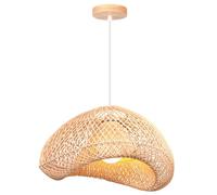 TOKIUS Lámpara Colgante Nórdico 40CM Lámpara de Techo Boho Pantalla de Bambú Decorativa Madera E27 Luz Colgante Vintage para Dormitorio, Salón, Cocina, Comedor, Cafetería, Restaurante (Tipo C)