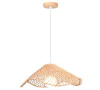 TOKIUS Lámpara Colgante Nórdico 40CM Lámpara de Techo Boho Pantalla de Bambú Decorativa Madera E27 Luz Colgante Vintage para Dormitorio, Salón, Cocina, Comedor, Cafetería, Restaurante (Tipo A)