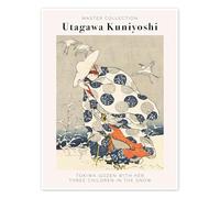 Tokiwa Gozen With Her Three Children in the Snow Póster de Utagawa Kuniyoshi 13 x 18 cm Cuadros Decoración para la pared