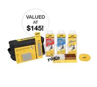 TOKO Core Tune and Wax Kit para esquís y tablas de snowboard, cepillo combinado, lima de diamante, afinador de bordes, paquete de cera de 120 g, bolsa transportable
