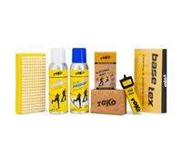 TOKO Kit Esencial de esquí - a Prueba de Piel, Limpiador de Piel, Cera Natural (40 g), Corcho Natural, Cepillo de Nailon, Base Tex y una Correa de esquí