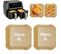 TOKSEO 100 unidades de papel de horno para freidora de aire caliente, 6/3,1 L, papel de horno para freidora de aire caliente Philips Dual Basket Airfryer 3000 Series, Moulinex, Tefal EY901810