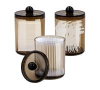 TOKSEO 3 recipientes para bastoncillos de algodón, dispensador de almohadillas de algodón, color negro, organizador de cosméticos para bastoncillos de algodón, almohadillas de algodón, hilo dental