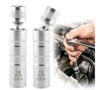 TOKSEO Llave de bujía magnética universal de 14 mm y 16 mm, juego de llaves de bujías giratorias, conector de bujías para reparación de coches