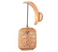 TOKTOP - Aplique de pared interior de madera, E27, cuerda de cáñamo, ratán, lámpara de pared, bohemia, luna, iluminación de pared, vintage, para dormitorio, salón, pasillo, café