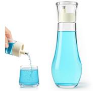 Tokusatsu Dispensador de enjuague bucal para baño, botella recargable de vidrio transparente de 8.8 onzas con tapa para encimera, 1 paquete