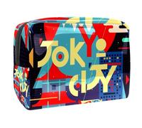 Tokyo City - Bolsa de cosméticos para mujer, bolsa de aseo de viaje, bolsa grande de PVC para maquillaje, práctica bolsa organizadora con cremallera, multicolor, 18.5x7.5x13cm/7.3x3x5.1in, Neceser