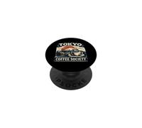 Tokyo Coffee Club Café Japonés Amante Café Retro PopSockets PopGrip Adhesivo