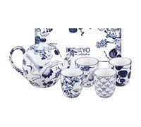 TOKYO design studio Flora Japonica - Juego de té (5 piezas, 1 tetera de 1,25 l y 4 tazas de té de 170 ml, porcelana asiática, diseño de flores japonesas, incluye embalaje de regalo)