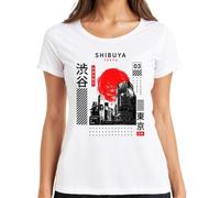 Tokyo Future is Now Shibuya Japan Retro Y2K Camiseta para mujer, Blanco, XL