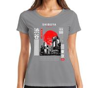 Tokyo Future is Now Shibuya Japan Retro Y2K Camiseta para mujer, gris, 3XL