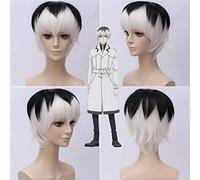 Tokyo Ghoul Wigs Kaneki Ken Wig Disfraces de cosplay Re Yonebayashi Saiko Peluca Cabello blanco y negro para la fiesta de Halloween