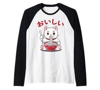 Tokyo Japan Kitty Ramen Noodles Love Fast Food Bowl Classic Camiseta Manga Raglan