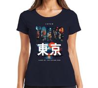 Tokyo Japan Land of the Rising Sun Y2K - Camiseta para mujer, azul marino, XXL