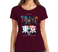 Tokyo Japan Land of the Rising Sun Y2K - Camiseta para mujer, granate, XL