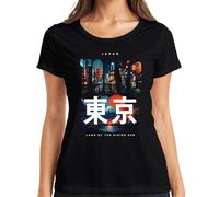 Tokyo Japan Land of the Rising Sun Y2K - Camiseta para mujer, Negro , 3XL