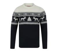Tokyo Laundry Merry Christmas - Jersey de punto para hombre, estilo nórdico Fair Isle, Weststag - Gris crema, S