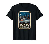 Tokyo Night Rail Japón Vintage City Train Anime Souvenir Camiseta