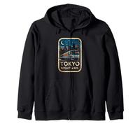 Tokyo Night Rail Japón Vintage City Train Anime Souvenir Sudadera con Capucha