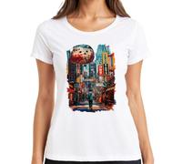 Tokyo Nights Shibuya Japan Anime Neon City Y2K Camiseta para mujer, Blanco, 3XL