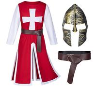 TOKYO REVENGERS Disfraz medieval de caballeros cruzados renacentistas, túnica templaria, disfraz de guerrero, máscara y cinturón (rojo M)