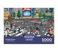 Tokyo Shibuya Crossing Rush Puzzle De Madera Impermeable DIY Puzzles De 1000 Piezas para Adultos Desafiante Y Estimulante Rompecabezas para Juegos Desafiantes