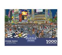 Tokyo Shibuya Crossing Rush Puzzle De Madera Impermeable DIY Puzzles De 1000 Piezas Regalos para Adultos Imposible Rompecabezas Decoración del Hogar