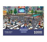 Tokyo Shibuya Crossing Rush Puzzle De Madera Impermeable Puzzles De 1000 Piezas Regalos para Adultos Desafiante Y Estimulante Rompecabezas Juegos Desafiantes