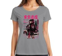 Tokyo Speed Shibuya Drift Anime Girl Japan Y2K - Camiseta para mujer, gris, XXL
