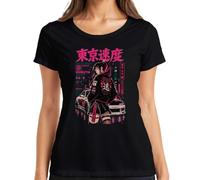 Tokyo Speed Shibuya Drift Anime Girl Japan Y2K - Camiseta para mujer, Negro , S