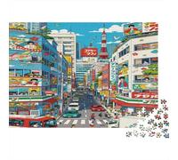 Tokyo Street Jigsaw Puzzle 1000 Piezas Material Reciclado Vibrant Urban Puzzles para Niños y Niñas de 6 Años en Adelante Juguete Educativo de Reto Padre-Hijo 52x38cm/1000pcs