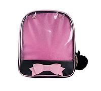TOKYO-T Ita Bags - Mochila Lolita de piel sintética transparente con dije de conejo, negro/rosa, S, Ita Bag