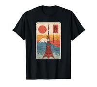 Tokyo Tower Japón Vintage Japonés Retro Fuji Kanji Diseño Camiseta