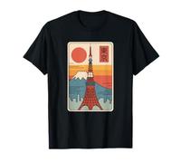Tokyo Tower Japón Vintage Japonés Retro Fuji Kanji Diseño Camiseta