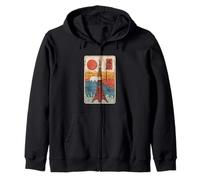 Tokyo Tower Japón Vintage Japonés Retro Fuji Kanji Diseño Sudadera con Capucha