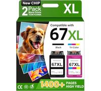 TOKYOINK Cartuchos de tinta 67XL compatibles con HP67 HP Ink 67 Black/Color Combo Pack para DeskJet 2855e 2827e 2800e 4255e 2755e 2700e 2852e 2700 4155e 2734e 4227e Envy 6000 6055e 6400 0 Impresora