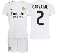 TokyRu Sports Real Madrid Conjunto Camiseta y Pantalon- Réplica Oficial 1ª equipación- CARVAJAL Nº2- Infantil Talla 10