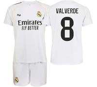 TokyRu Sports Real Madrid Conjunto Camiseta y Pantalon- Réplica Oficial 1ª equipación- Valverde Nº8- Infantil Talla 14