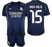 TokyRu Sports Real Madrid conjunto camiseta y pantalon- Réplica oficial 2ª equipación- ARDA GÜLER Nº15- infantil talla 8