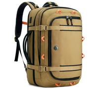 Tolaccea Mochila de Viaje Expandible 45L-50L, Mochila de Cabina Apta para Equipaje de Mano TSA, Mochila para Portátil de 17,3", Mochila Viaje para Hombres y Mujeres Apto para Viajes, Kaki