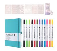 Tolaily - Kit de diario de lunares, cuaderno de notas con tapa dura, A5, páginas numeradas, kit de diario de lunares para principiantes, color azul