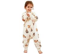 Tolaler Saco Dormir Bebe con Pies Invierno, Suave y Acogedor Saco de Dormir con Piernas Invierno con Simpáticos Estampados de Animales (Unisex)