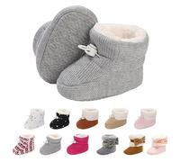 Tolaler Zapatos de Invierno para Bebés, Patucos Bebe Invierno con Forro Grueso Botas Antideslizantes de Suela Blanda Ajustables/Uso Diario (0-18 Meses)