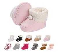 Tolaler Zapatos de Invierno para Bebés, Patucos Bebe Invierno con Forro Grueso Botas Antideslizantes de Suela Blanda Ajustables/Uso Diario (0-18 Meses)