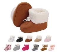 Tolaler Zapatos de Invierno para Bebés, Patucos Bebe Invierno con Forro Grueso Botas Antideslizantes de Suela Blanda Ajustables/Uso Diario (0-18 Meses)